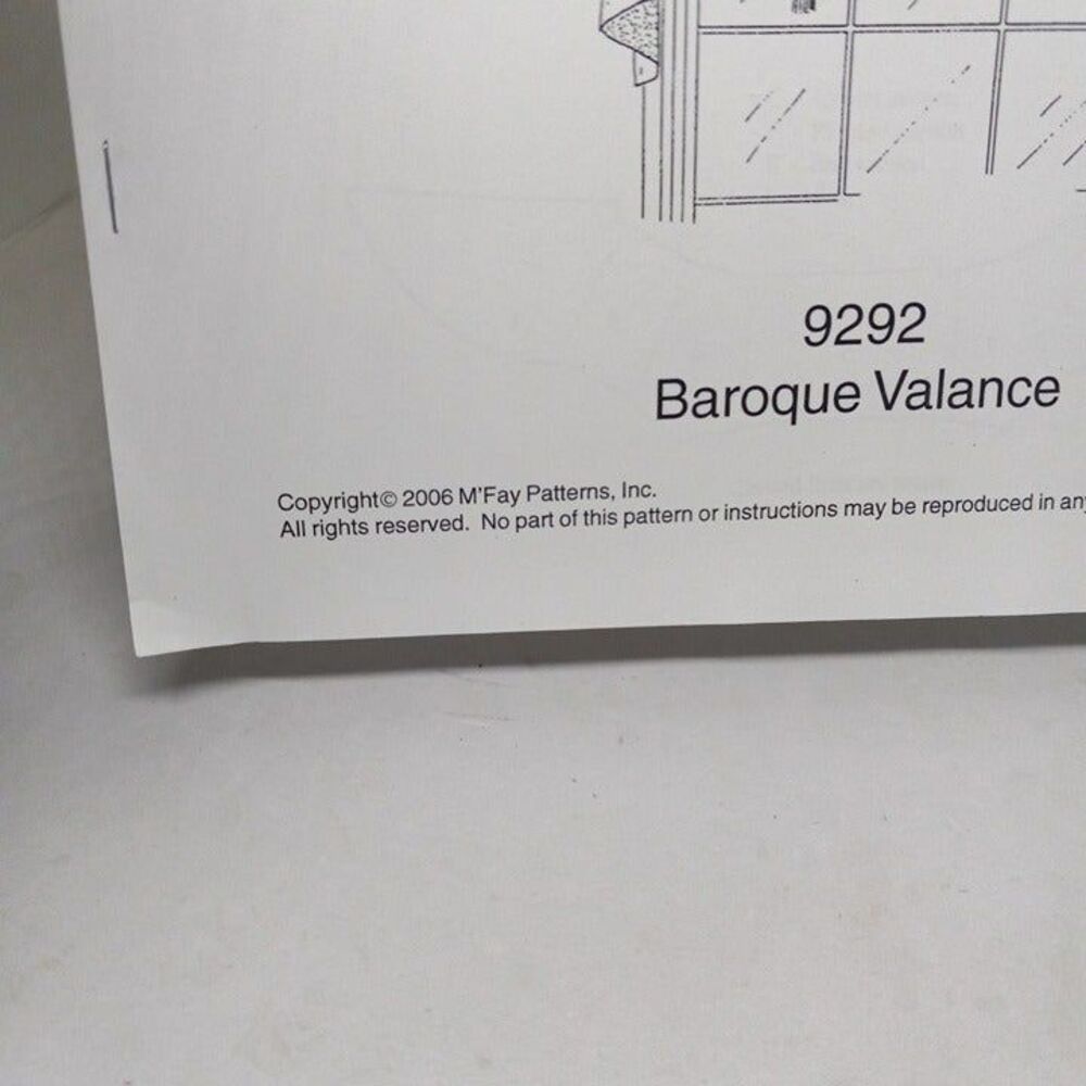 M'Fay Patterns Baroque Valance Pattern #9292-Window Treatment-2006-Uncut F/F - Picture 3 of 5